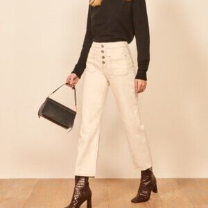 Reformation - White Cropped Wide Leg Jeans
